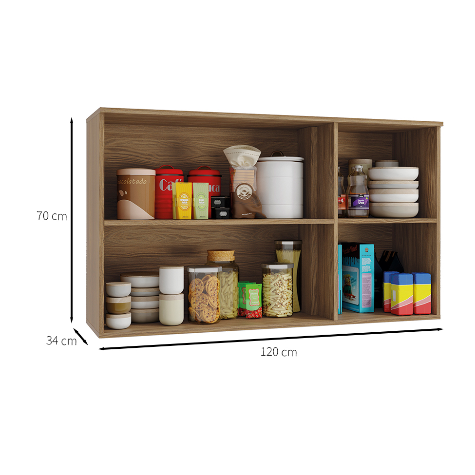 [OUTLET] Armário Aéreo Botanic 3 PT Nogueira 120 cm