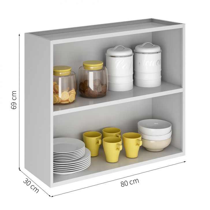 [OUTLET] Armário Aéreo Dandara 2 PT Preto e Branco 80 cm