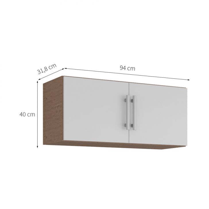 [OUTLET] Armário Aéreo Flex 2 PT Amêndoa e Branco