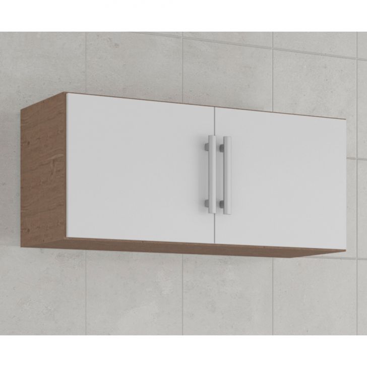 [OUTLET] Armário Aéreo Flex 2 PT Amêndoa e Branco