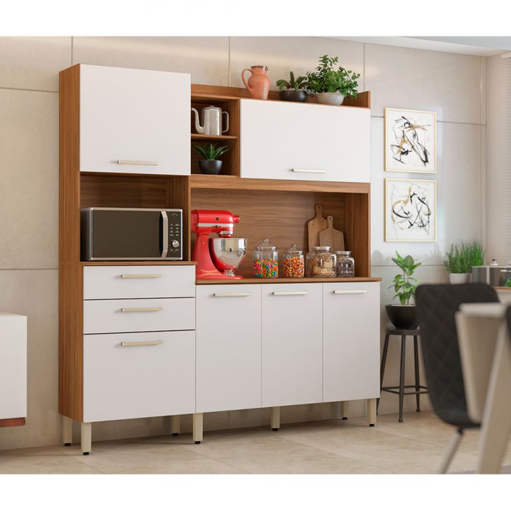 [OUTLET] Armário de Cozinha Select 6 Portas 2 Gavetas Amendola e Branco