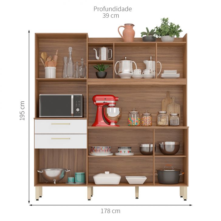 [OUTLET] Armário de Cozinha Select 6 Portas 2 Gavetas Amendola e Branco