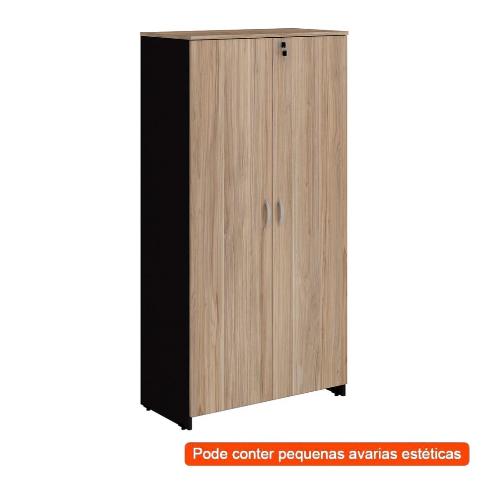 [OUTLET] Armário de Escritório New City II 2 PT Calvi e Preto 160 cm
