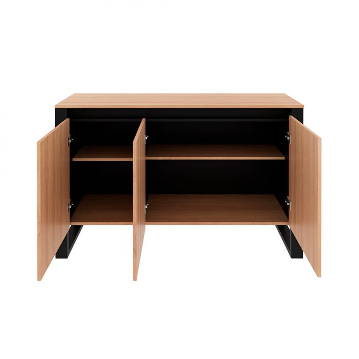 [OUTLET] Armário de Escritório Phoebe 3 PT Amêndoa e Preto
