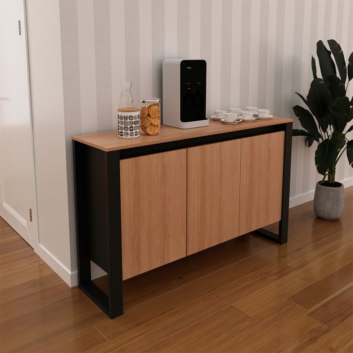 [OUTLET] Armário de Escritório Phoebe 3 PT Amêndoa e Preto