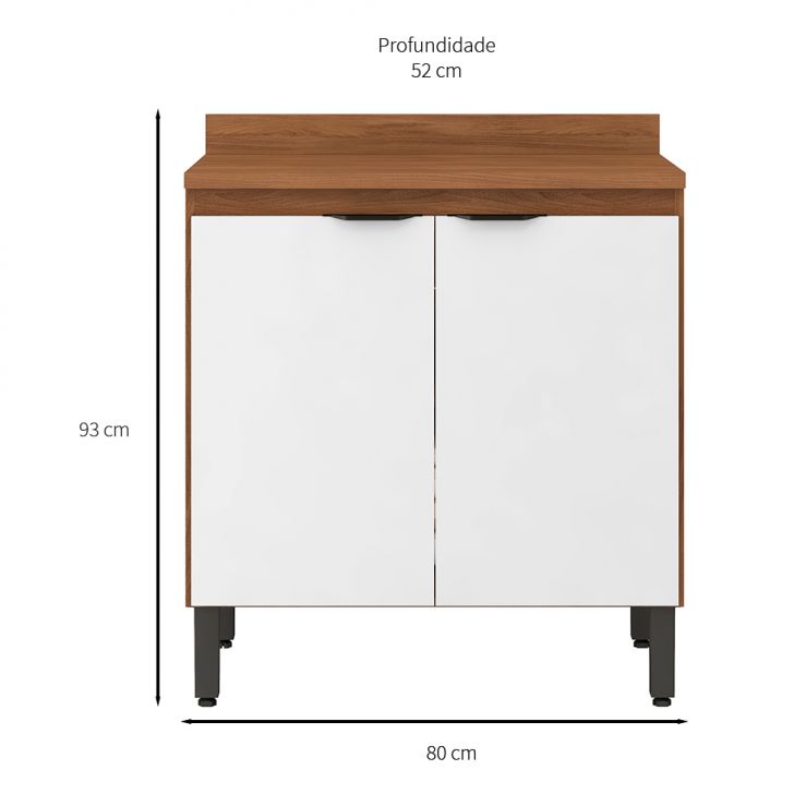 [OUTLET] Balcão de Cozinha Firenze com Tampo 2 PT Amendola e Branco