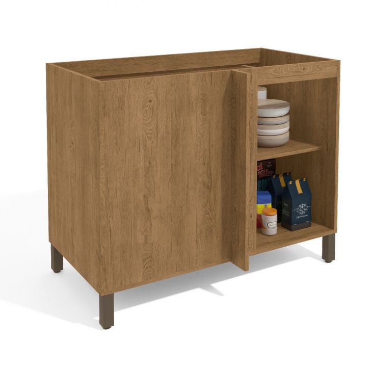 [OUTLET] Balcão de Cozinha Frow 1 PT Freijó e Off White 98 cm
