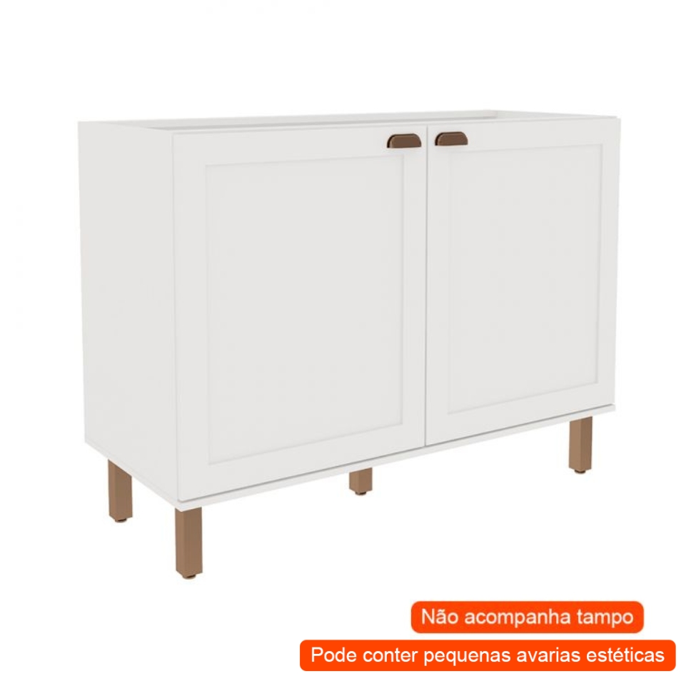 [OUTLET] Balcão de Cozinha Iluminata 2 Portas Branco 120 cm