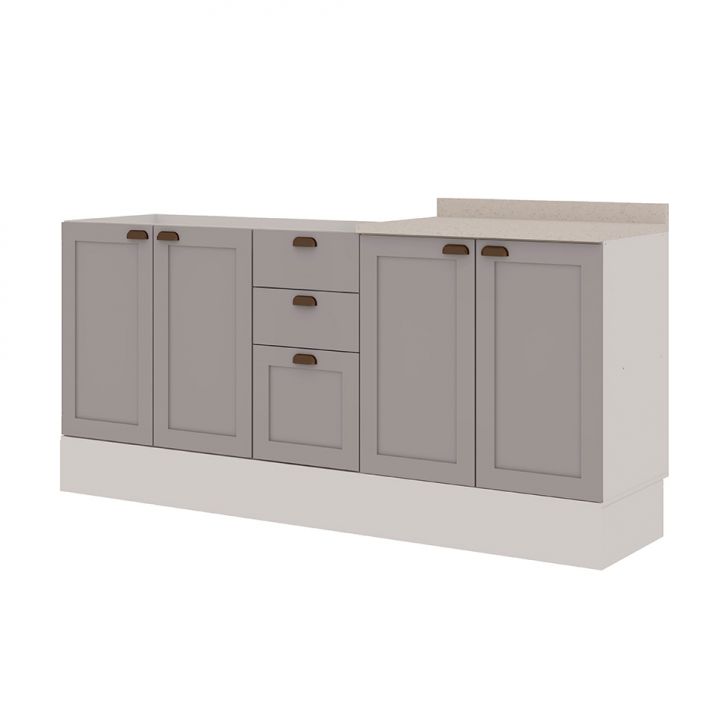 [OUTLET] Balcão para Pia Iluminata 4 PT 3 GV Branco e Fendi