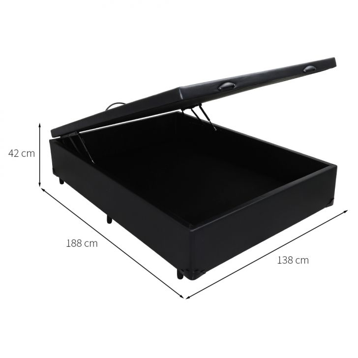 [OUTLET] Base para Cama Box Casal Érica com Baú Preta
