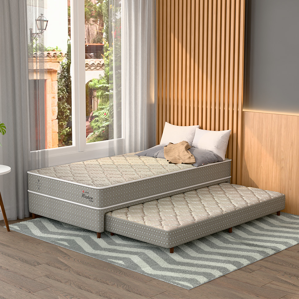 [OUTLET] Bicama Box com Colchão Master Hotel Solteiro Molejo Superelastic (67x88x188) Bege