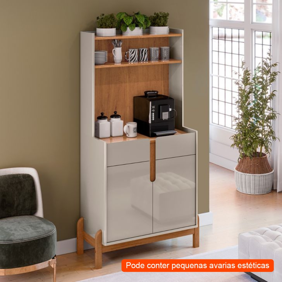 [OUTLET] Buffet Cantinho do Café Lizz 2 PT 2 GV Off White e Cedro