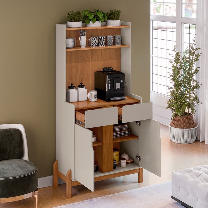 [OUTLET] Buffet Cantinho do Café Lizz 2 PT 2 GV Off White e Cedro