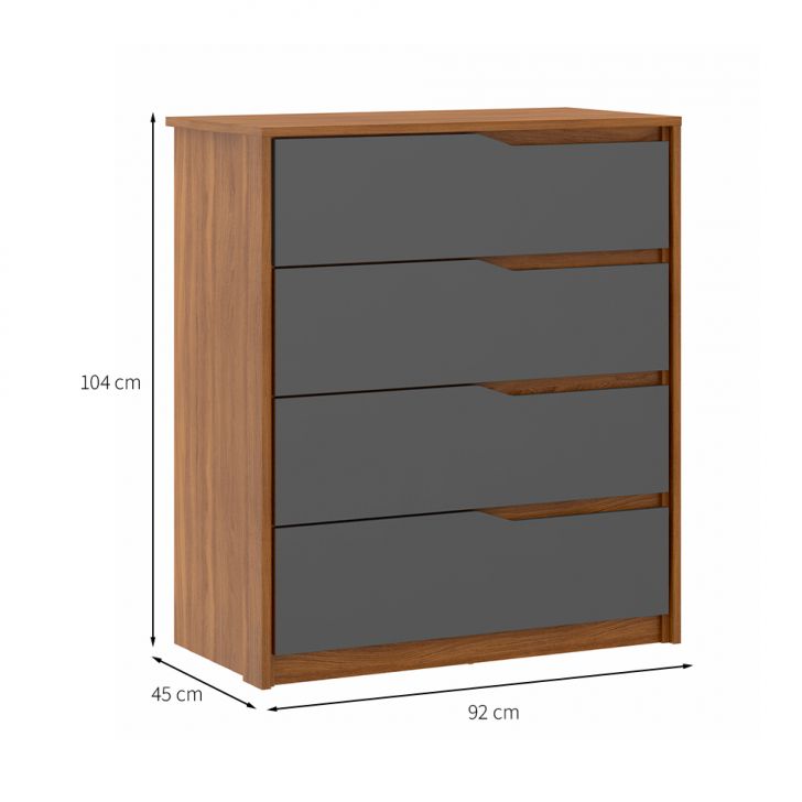 [OUTLET] Cômoda Átria 4 Gavetas Amêndola e Grafito