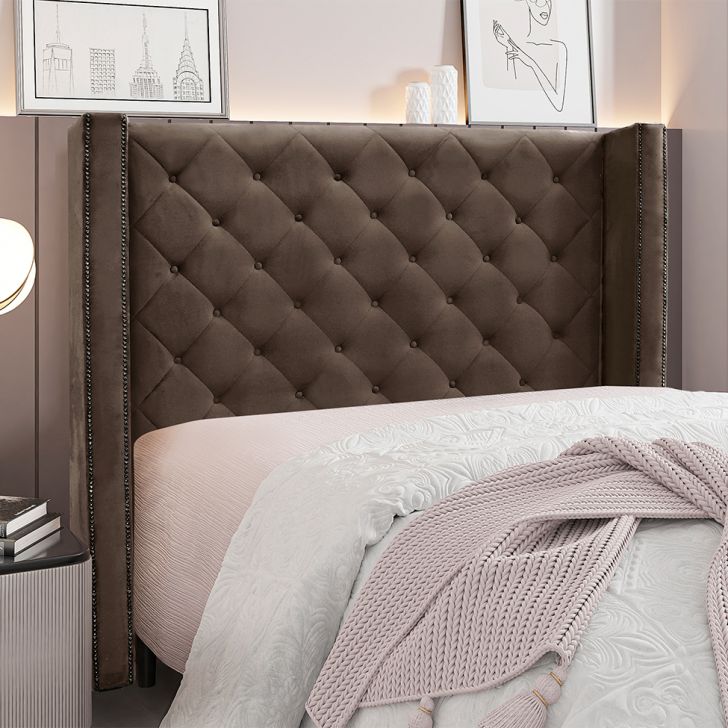 [OUTLET] Cabeceira King Vicenza Veludo Marrom