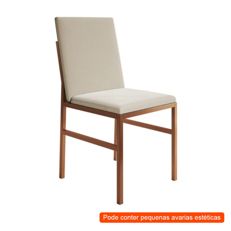 [OUTLET] Cadeira Mônaco Veludo Bege e Cobre