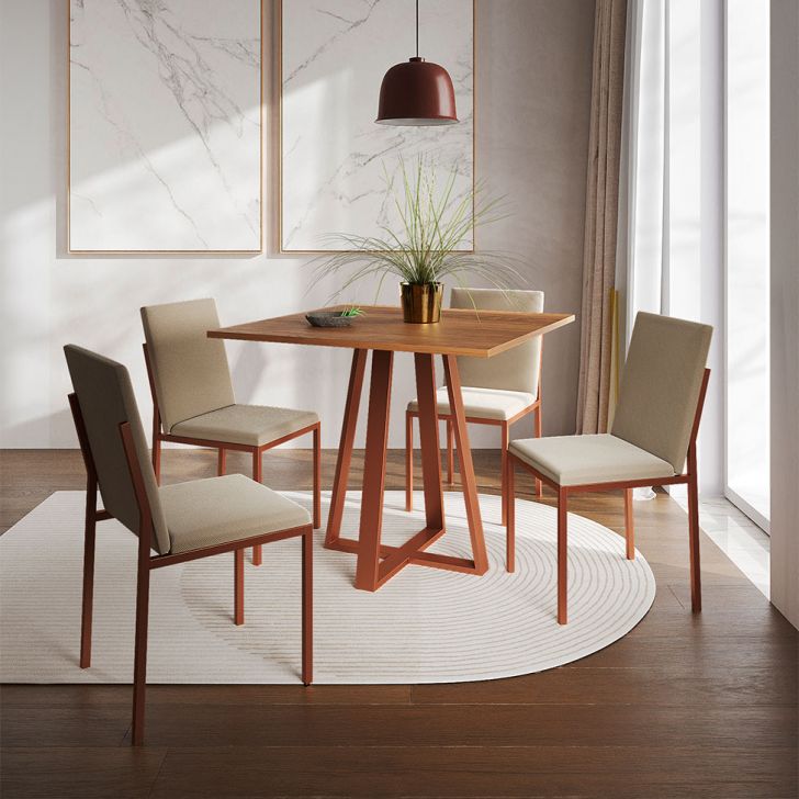 [OUTLET] Cadeira Mônaco Veludo Bege e Cobre