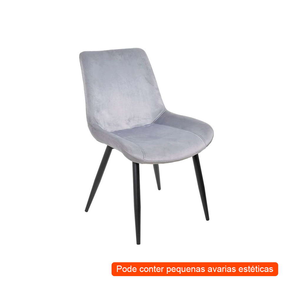 [OUTLET] Cadeira Provença Veludo Cinza e Preta