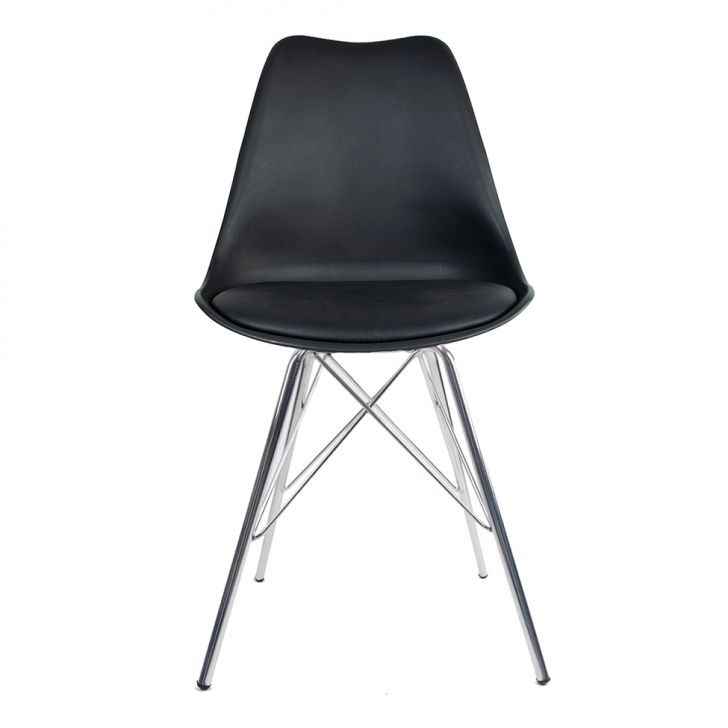 [OUTLET] Cadeira de Cozinha Tower Cromada e Preta