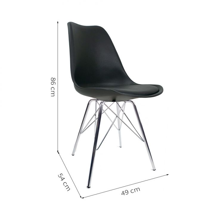 [OUTLET] Cadeira de Cozinha Tower Cromada e Preta