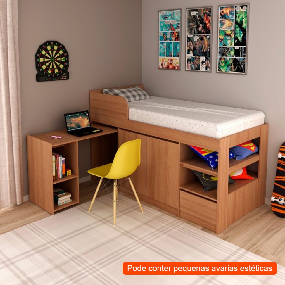 [OUTLET] Cama Infantil Multifuncional Ezra 2 PT 1 GV Amêndoa