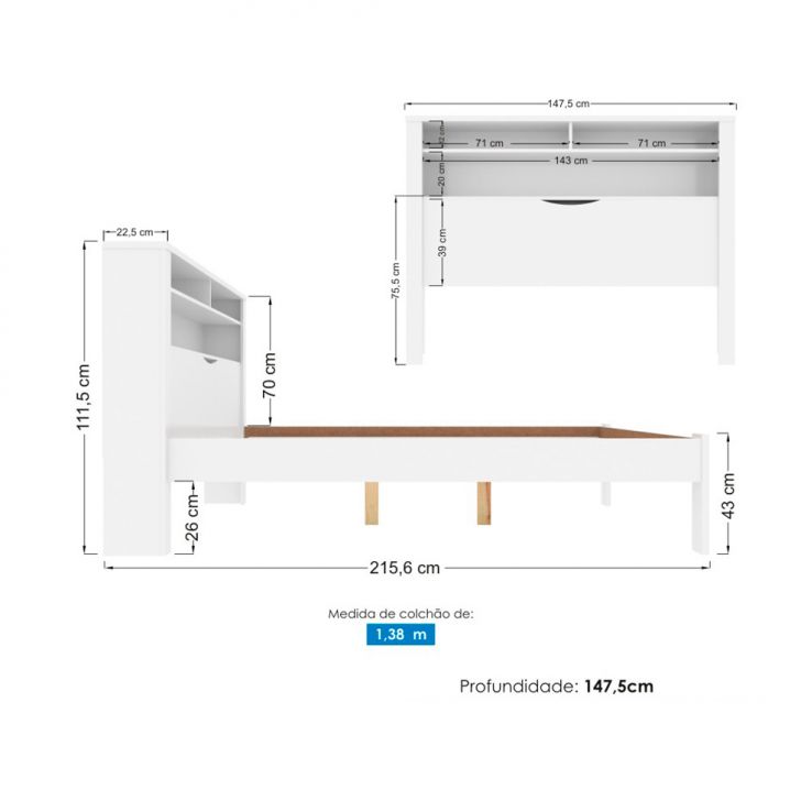 [OUTLET] Cama de Casal Tradição Branco