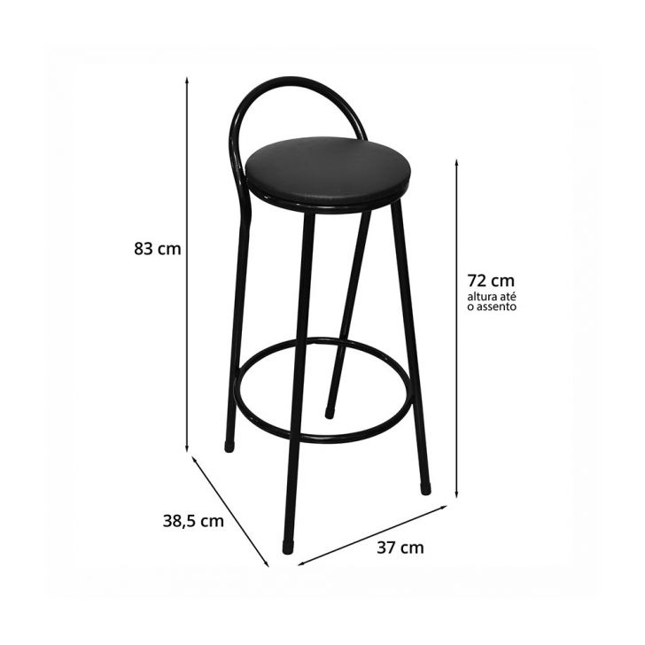 [OUTLET] Conjunto com 2 Banquetas Erica Preto