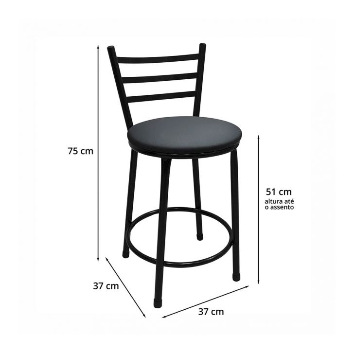 [OUTLET] Conjunto com 2 Banquetas Lorena Preto 75 cm
