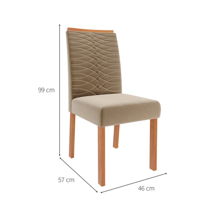 [OUTLET] Conjunto com 2 Cadeiras Clarice Wood Suede Joli e Madeira