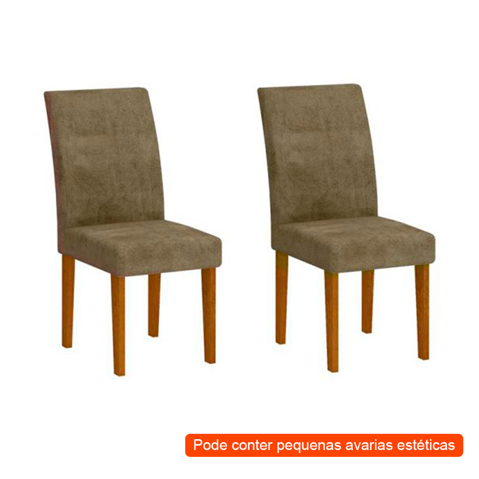[OUTLET] Conjunto com 2 Cadeiras Grecia Suede Animalle Imbuia e Chocolate