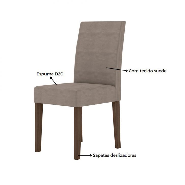 [OUTLET] Conjunto com 2 Cadeiras Josi Suede Amêndoa e Capuccino