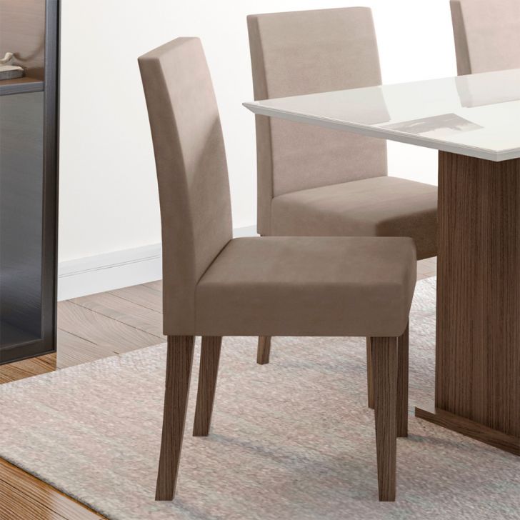 [OUTLET] Conjunto com 2 Cadeiras Josi Suede Amêndoa e Capuccino