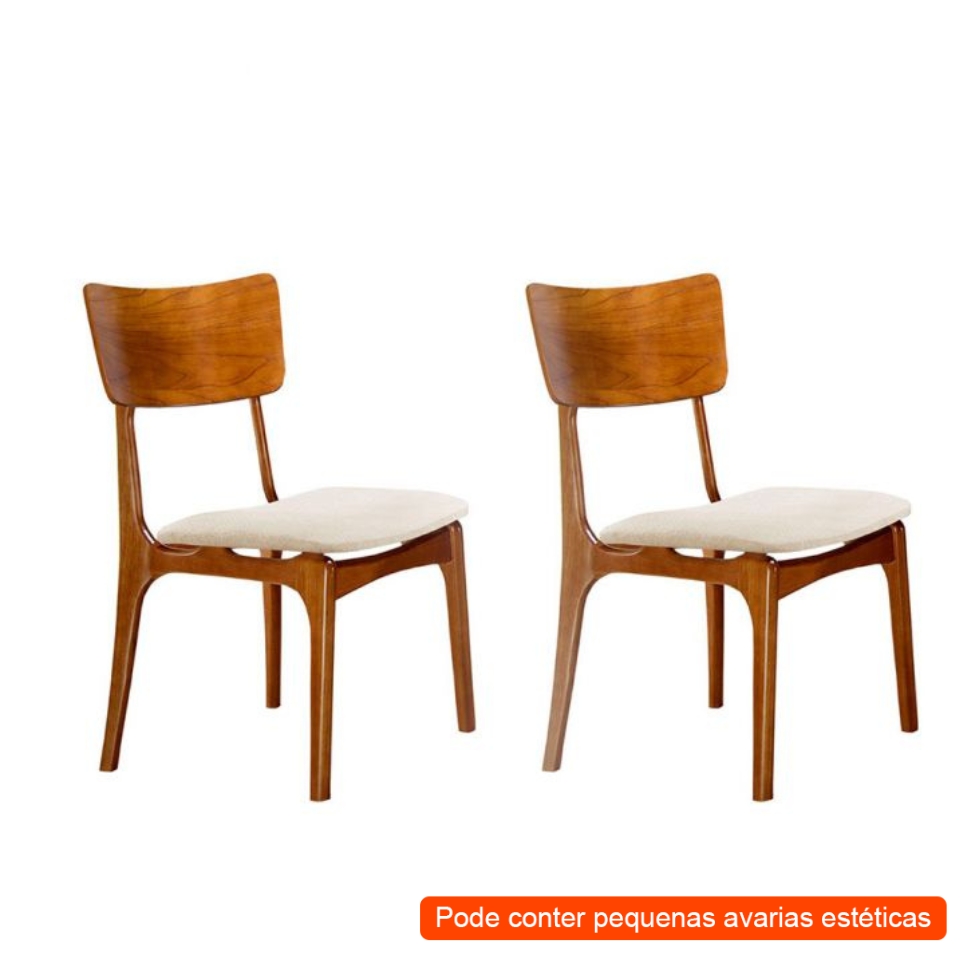 [OUTLET] Conjunto com 2 Cadeiras Parma Gold Linho Bege e Imbuia Natural