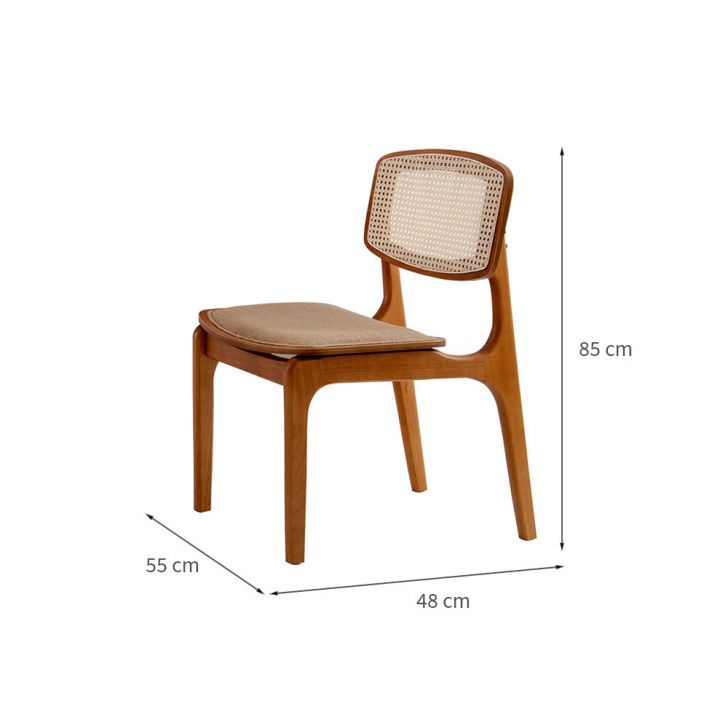 [OUTLET] Conjunto com 2 Cadeiras Prada Premium Linho Bege e Imbuia Natural