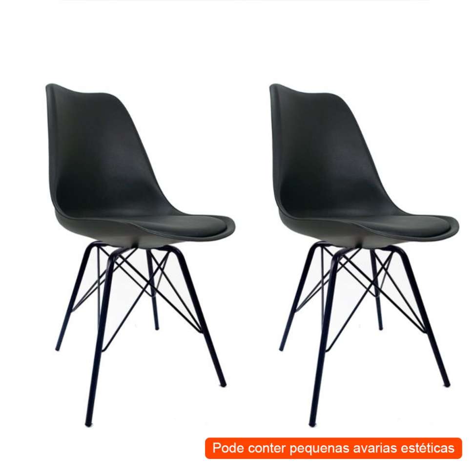 [OUTLET] Conjunto com 2 Cadeiras Tower Preto