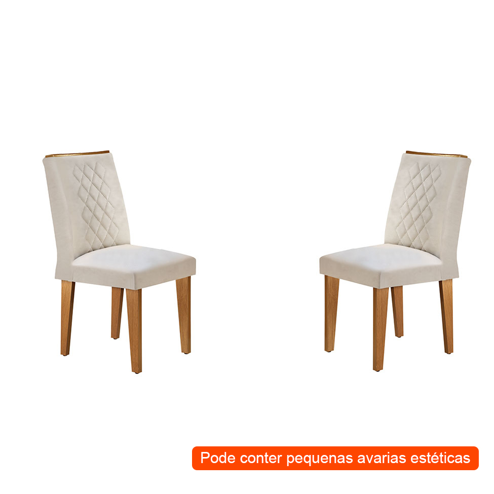 [OUTLET] Conjunto com 2 Cadeiras de Jantar Maia Veludo Imbuia