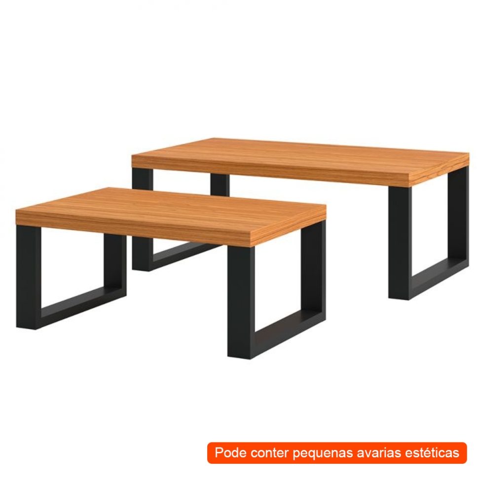[OUTLET] Conjunto com 2 Mesas de Centro Pernambuco Freijó e Preto