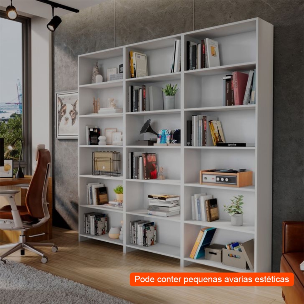 [OUTLET] Conjunto com 3 Estantes Madalena Branco