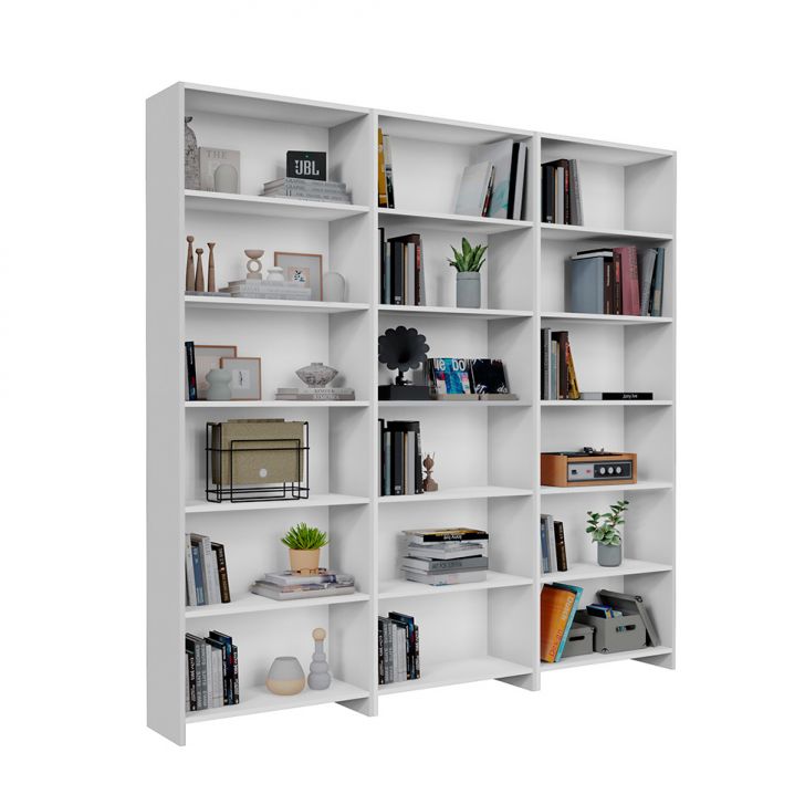 [OUTLET] Conjunto com 3 Estantes Madalena Branco