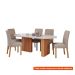[OUTLET] Conjunto de Mesa de Jantar Oval com Tampo de Vidro Off White Ester e 6 Cadeiras Fernanda Linho Bege
