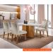 [OUTLET] Conjunto de Mesa de Jantar Retangular com Tampo Off White Ane e 4 Cadeiras Bélgica Veludo Creme e Imbuia