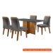 [OUTLET] Conjunto de Mesa de Jantar Retangular com Tampo de Vidro Ane e 4 Cadeiras Bélgica Veludo Grafite e I