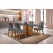 [OUTLET] Conjunto de Mesa de Jantar Retangular com Tampo de Vidro Ane e 4 Cadeiras Bélgica Veludo Grafite e I