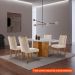 [OUTLET] Conjunto de Mesa de Jantar Retangular com Tampo de Vidro Off White Berlim e 4 Cadeiras Alegra Veludo Creme e Imbuia
