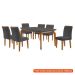 [OUTLET] Conjunto de Mesa de Jantar Retangular com Tampo de Vidro Turquesa e 6 Cadeiras Luanda Veludo Grafite