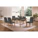 [OUTLET] Conjunto de Mesa de Jantar Retangular com Tampo de Vidro Turquesa e 6 Cadeiras Luanda Veludo Grafite