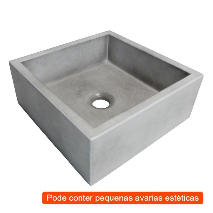 [OUTLET] Cuba para Banheiro Quadrada Pérola Concreto 30x30 cm