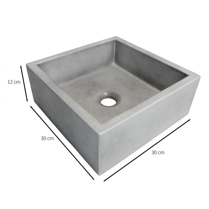 [OUTLET] Cuba para Banheiro Quadrada Pérola Concreto 30x30 cm