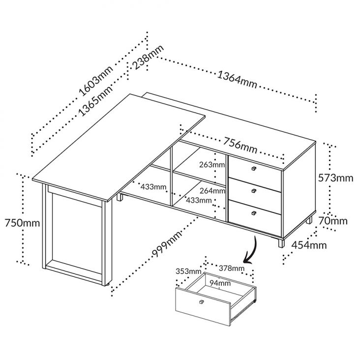 [OUTLET] Escrivaninha Next 3 GV Ipê e Preta