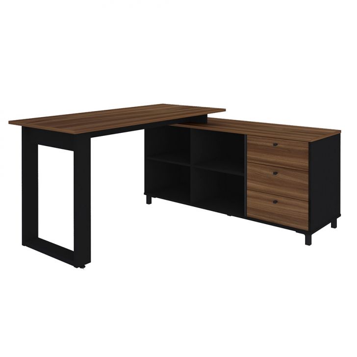 [OUTLET] Escrivaninha Next 3 GV Ipê e Preta